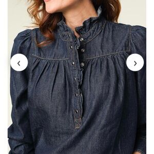 ba&sh Milac ruffle detail denim shirt